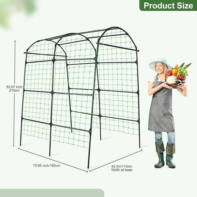 Garden Arch Tunnel Trellis for Climbing Plants Outdoor, 7 ft Tall Metal Walkway - Image 4
