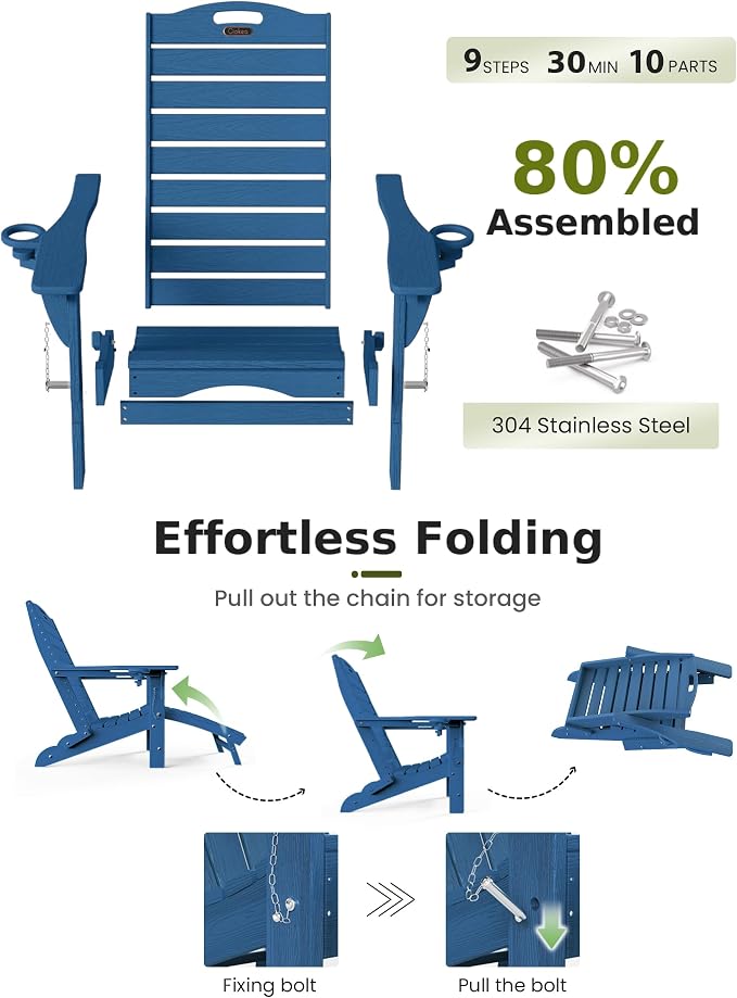 Ciokea Folding Adirondack Chair Set of 6 - Image 7