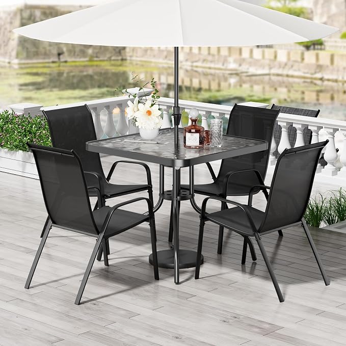 TLSUNNY Patio Dining Set 5 Pieces, All Weather Outdoor Furniture W/30"X 30" by TLSUNNY