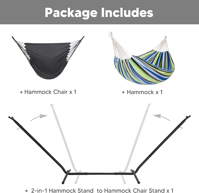 SUNCREAT 2-in-1 Convertible Backyard Fabric Hammock - Image 3