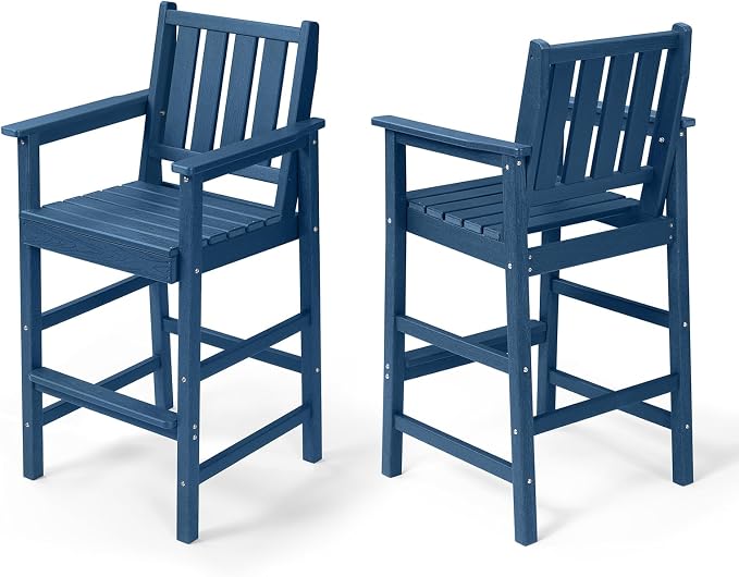Adirondack Bar Chair Set of 2, HDPE Tall Adirondack Chairs Bar Stools - Image 9