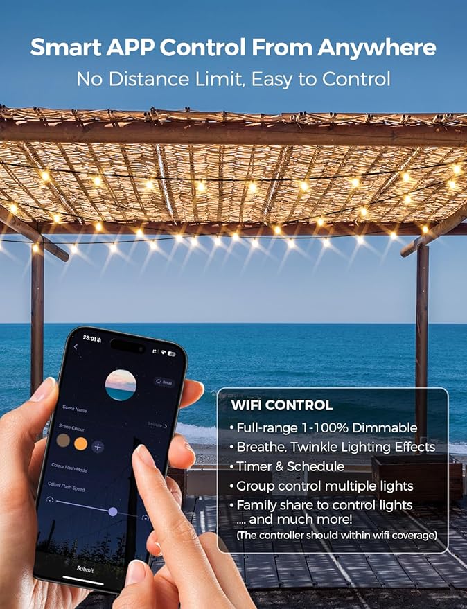 XMCOSY+ Patio Lights, Smart 50Ft Outdoor String Lights - Image 2