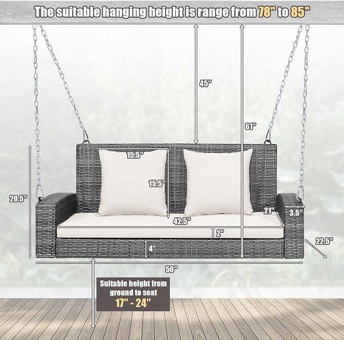 RELAX4LIFE 2-Person Porch Swing Bench - Image 8