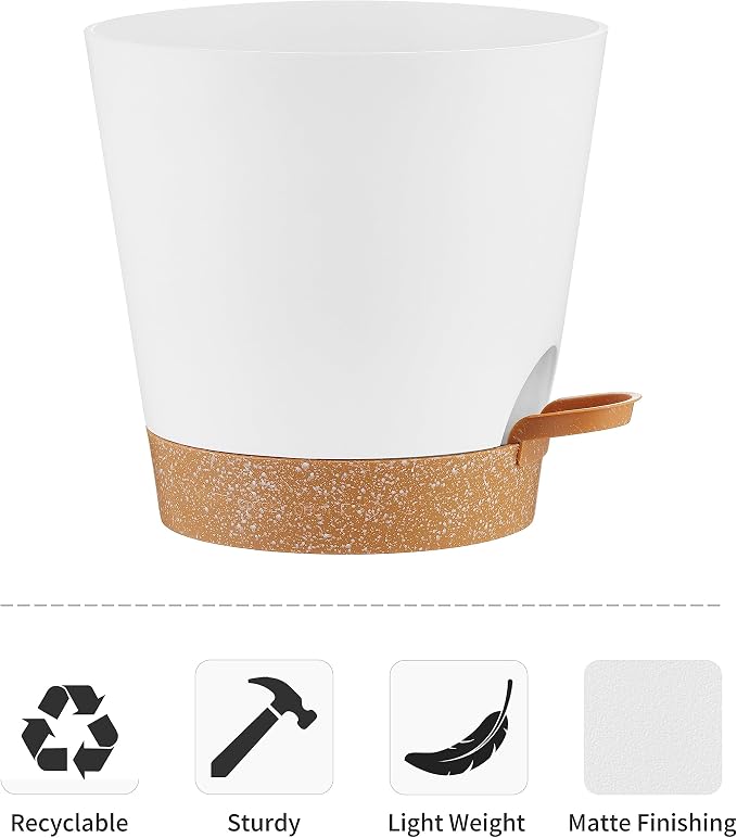 FaithLand 6-Pack White Self Watering Planter Pots - Image 4