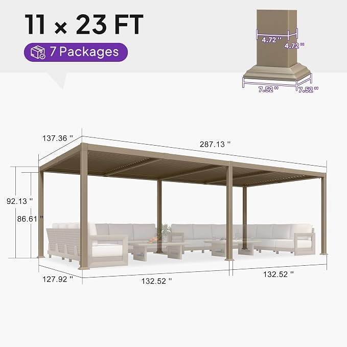 PURPLE LEAF 11x23 ft Louvered Pergola - Image 2