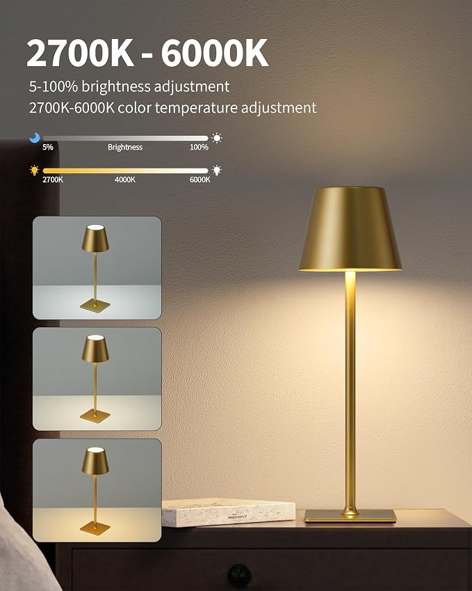 KDG 2 Pack Cordless Table Lamp, Portable LED Desk Lamps, 5000mAh Battery - Image 8