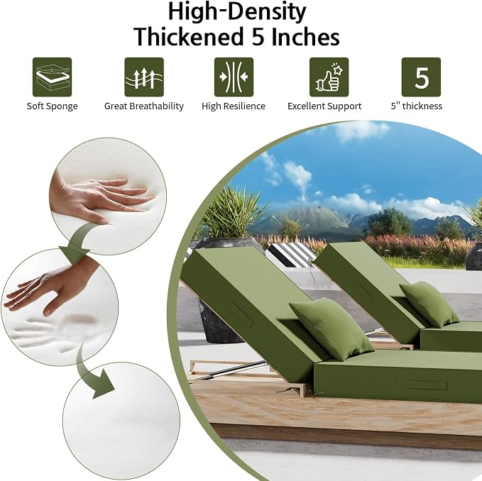 Outdoor Water-Resistant Olefin Chaise Lounge Cushions - Image 4