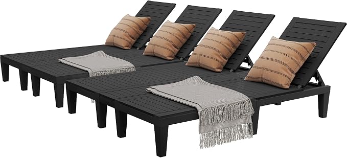 YITAHOME Pool Lounge Chairs Set of 2, 2-in-1 Outdoor Chaise Lounge W/5-Position by YITAHOME