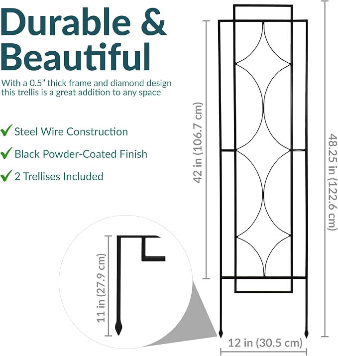 Sunnydaze 2-Piece Chic Diamonds Garden Trellis - Image 5
