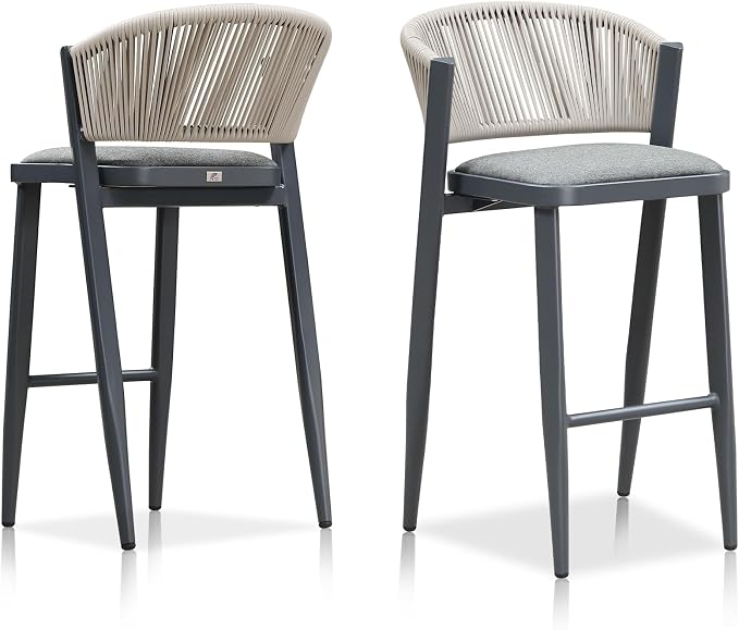 PURPLE LEAF Bar Stool Set of 2 Outdoor Bar Chairs by PURPLELEAF
