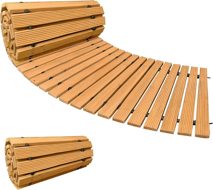 LINSHRY 6FT Wooden Garden Pathway, Outdoor Roll Out Decorative Garden Walkway by Linshry