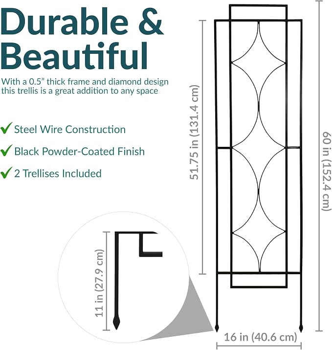 Sunnydaze 2-Piece Chic Diamonds Garden Trellis - Image 5