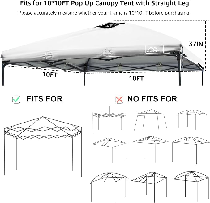 KAMPKEEPER Replacement Top Pop Up Canopy Tent Cover Roof - Image 4