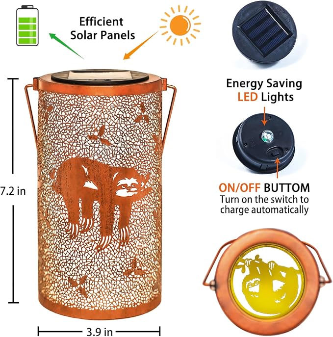 Sloth Solar Lanterns Outdoor Waterproof Hanging Solar Lights Sloth Gifts - Image 6