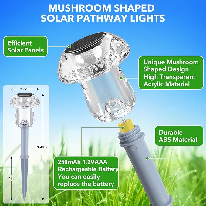 Solar Lights Outdoor, 16 Pack Mushroom Lights Outside Waterproof, Solar Powered - Image 5