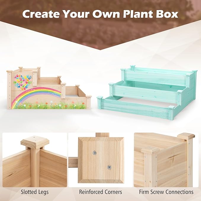 Giantex 3-Tier Raised Garden Bed, Tiered Planter Box w/Open-Ended Base - Image 5
