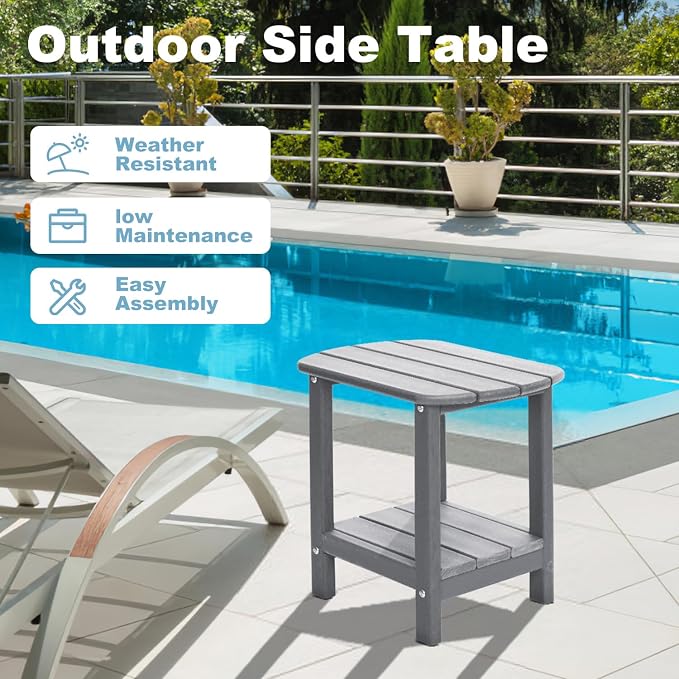 Adirondack Outdoor Side Table, 16.5” HDPE Small Patio Table - Image 7