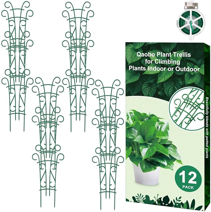 Plant Trellis for Potted Plants 12 Pack Stackable Indoor Outdoor Climbing by Qaobo