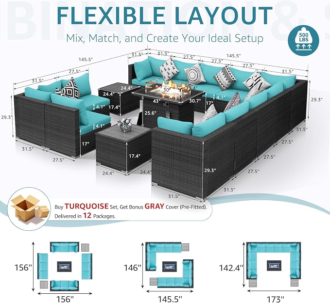 NICESOUL 15 Piece Outdoor Patio Furniture Set - Image 6