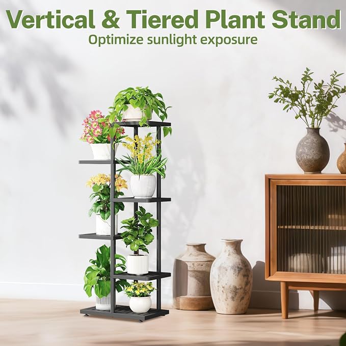 iDavosic.ly Plant Stand with Grow Light Indoor Outdoor, 5-Tier Tall Metal - Image 7
