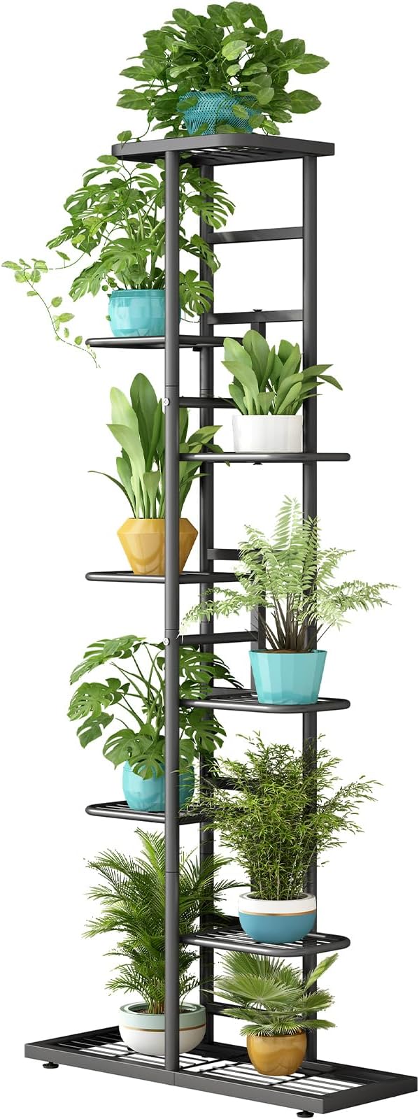 LINZINAR Plant Stand Indoor Outdoor Metal 8 Tier 9 Potted Multiple Flower Pot by LINZINAR
