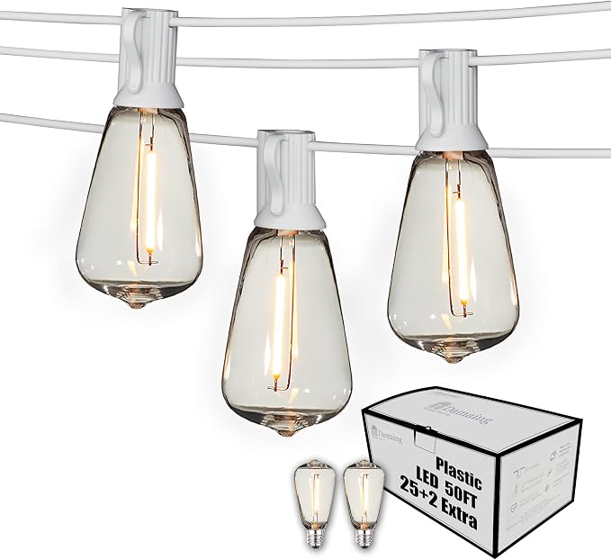 DAMAING Outdoor String Lights 50FT Waterproof, LED Patio Lights Dimmable by Lifeisgood