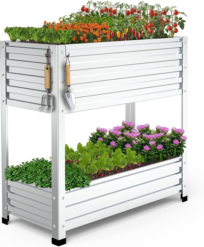 2-Tier Galvanized Raised Garden Bed by Cybrasc