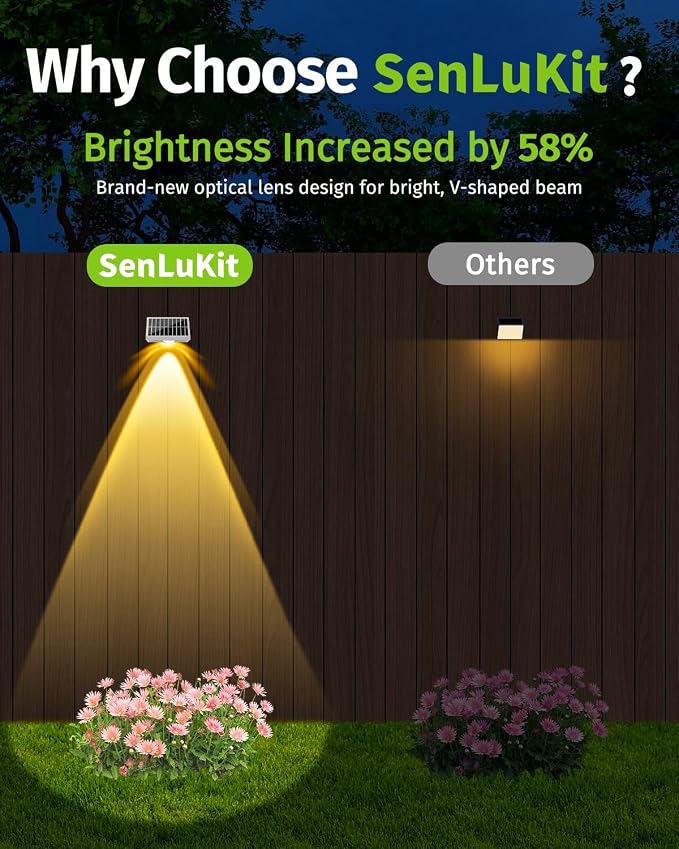 Solar Fence Lights Outdoor Waterproof High Brightness LED Spot Lens Deck Lights - Image 2