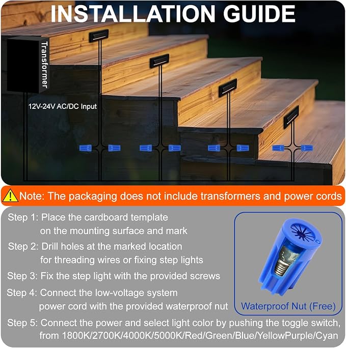 Outdoor Step Lights, 5W 12V Landscape LED RGB Color Changing Outdoor Low - Image 8