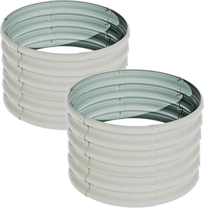 2x2x1.5ft-2pcs-Oval Raised Garden Bed Kit, Galvanized Planter Garden Boxes by kingddeergardenbed