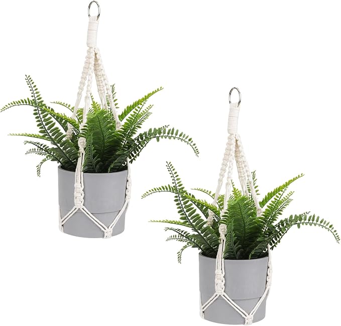 Macrame Plant Hanger, 2 Pack Boho Hanging Planters Baskets by Sliverdew