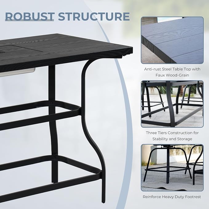 Grand patio 5-Piece Counter Height Patio Bar Set, Swivel Bar Stools and Faux - Image 3
