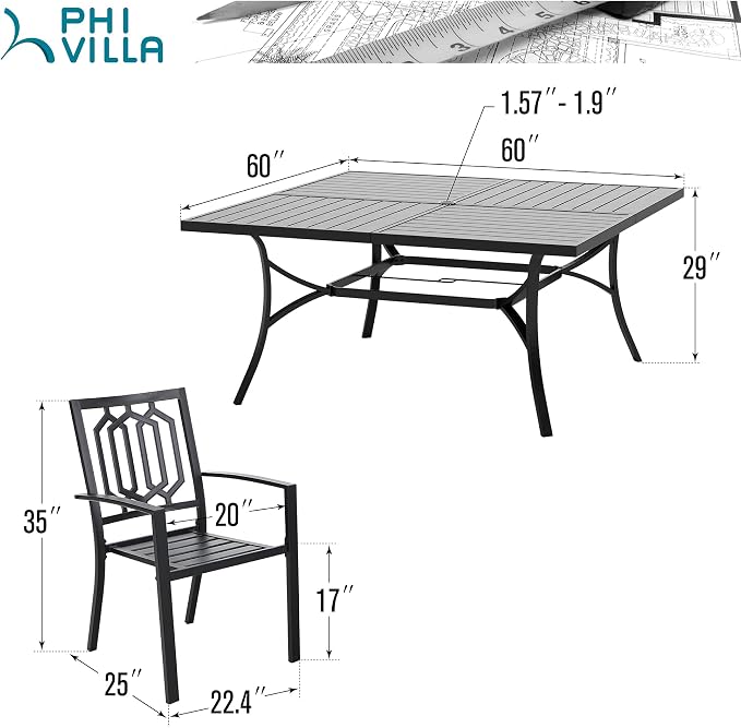 PHI VILLA 9 Pieces Outdoor Dining Set - Image 9