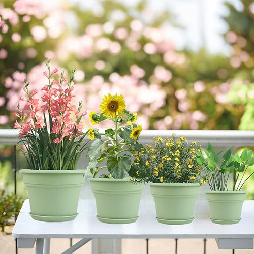 10 Inch Plastic-Flower-Pot-for-Indoor-Plants, 4 Pack Large Outdoor Planter Pot - Image 2