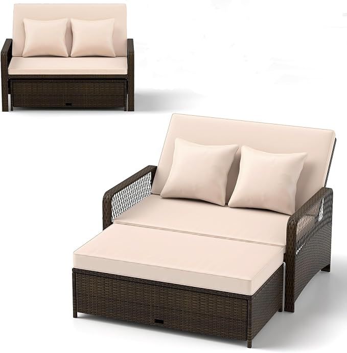 RELAX4LIFE Wicker Patio Outdoor Daybed by RELAX4LIFE
