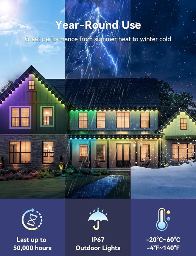 Permanent Outdoor Lights, Smart Outdoor LED String Lights, Christmas Lights RGB - Image 7