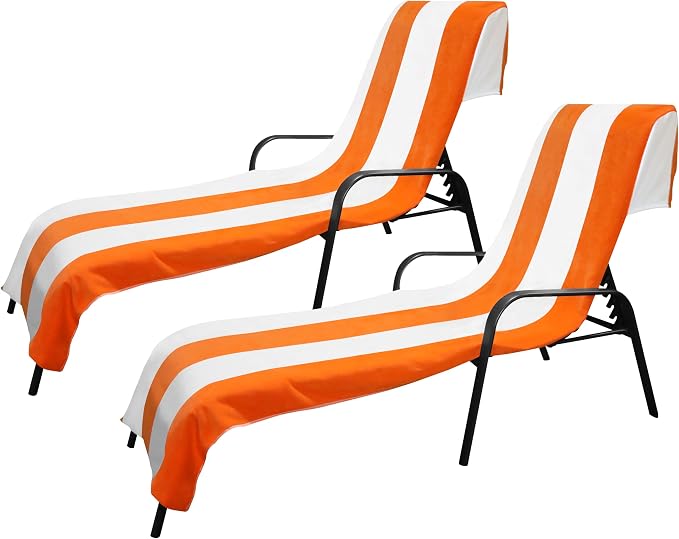Superior Cabana Cotton Lounge Chair Cover, Outdoor Towel/Chaise Furniture Covers - Image 2