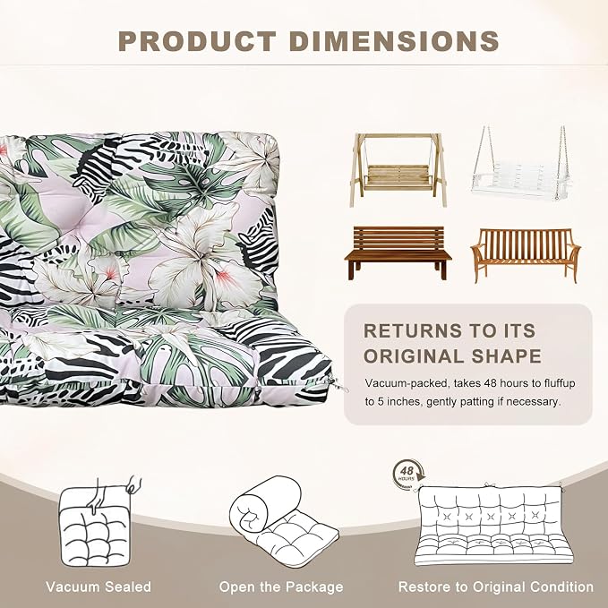 Porch Swing Cushion with Backrest, Waterproof Bench Cushion - Image 6