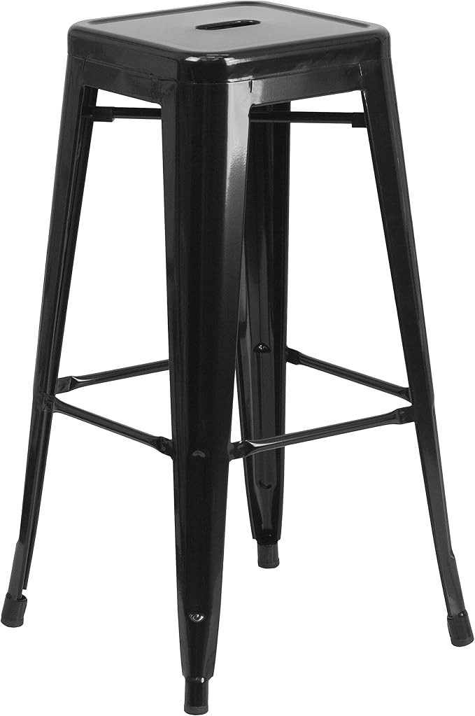 Flash Furniture Lily 4 Pack Commercial Grade 30" High Backless Black Metal - Image 5