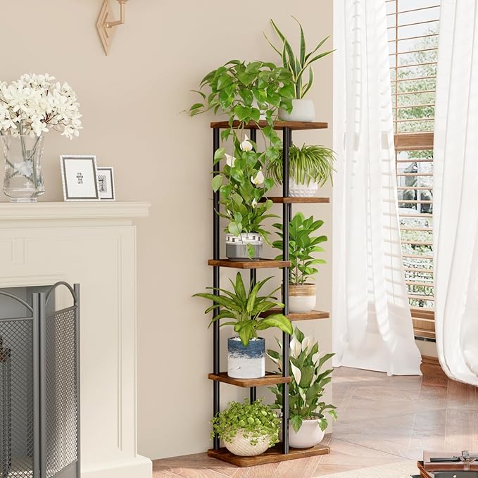 Bamworld Tall Plant Stand Indoor 6 Tier Plant Shelf - Image 2