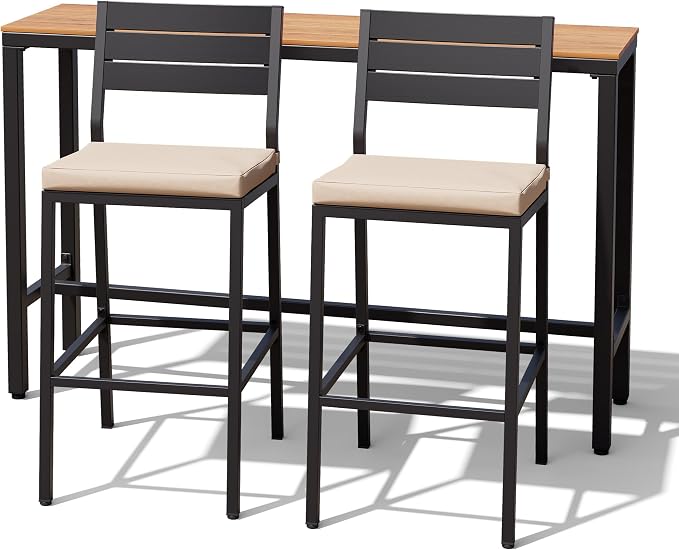 Crestlive Products Outdoor Bar Table and Chairs Set, 3 Piece Outside Patio Bar - Image 9