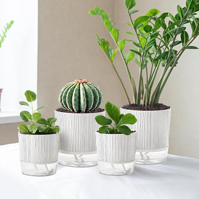 4 Pack Self Watering Pots Set, 4+5.5 Inch Self Watering Pots - Image 6