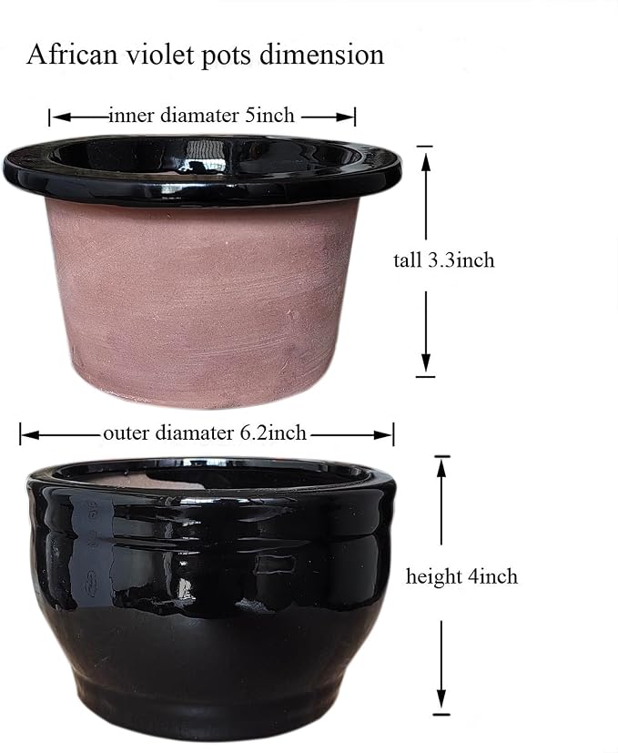 African Violet Pots Self Watering Round Ceramic Violet Pot - Image 4