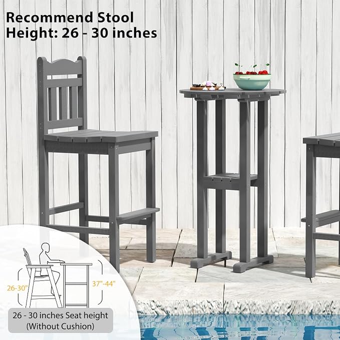 Sundale Outdoor 39 Inches Height Adirondack Bar Table, Patio HDPE Pub Height - Image 6