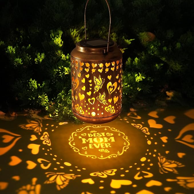 Solar Lanterns Outdoor, Love Mom Lantern Garden Decor Waterproof Decor Light - Image 3