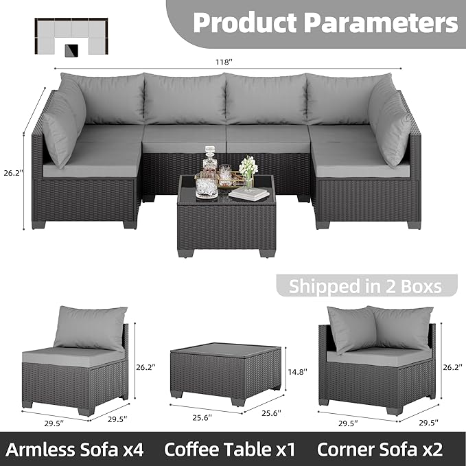 Skyfish 7 Pieces Patio Furniture Sofa - Image 2