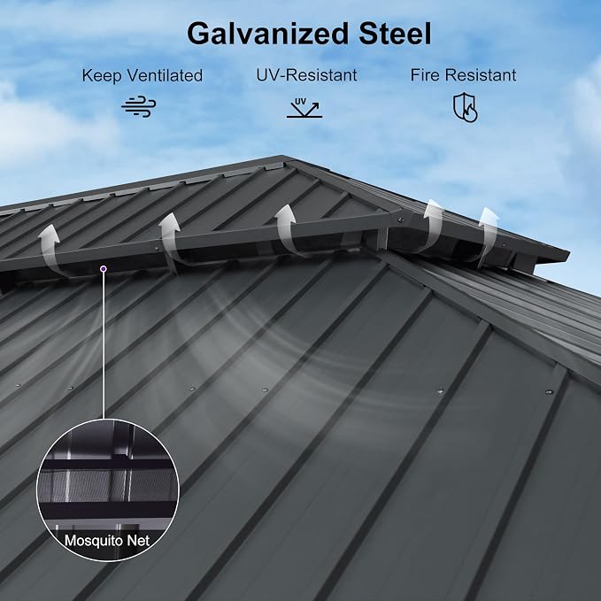 PURPLE LEAF 14' X 24' Outdoor Hardtop Gazebo Aluminum Pavilion - Image 7