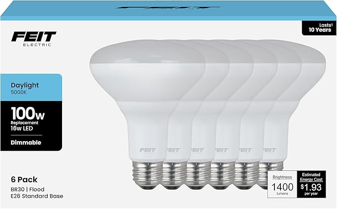 Feit Electric BR30 LED Light Bulbs, 100W Equivalent, E26 Standard Base - Image 2