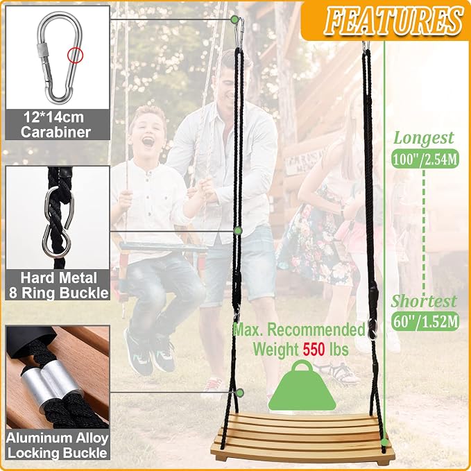 Taeku Adult Tree Swing, Hanging Beech Wood Swings - Image 3