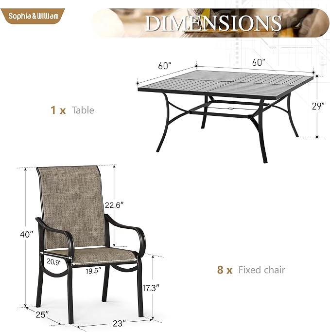 Sophia & William Patio Dining Set Outdoor Dining Set - Image 7